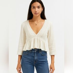 Urban Outfitters Cropped Cotton Gauze Blouse Size Small